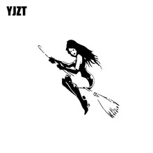 YJZT 12.3*12.5CM Car Sticker Smiling Evil Witch Girl Black/Silver Vinyl Decals Covering The Body Fashion Popular Style C20-0380 2024 - buy cheap