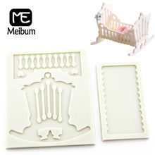 Meibum Baby Cradle Bed Silicone Fondant Cake Mold Birthday Party Cot Shape Gum Paste Sugar Craft Ruffle Border Decorating Mould 2024 - buy cheap