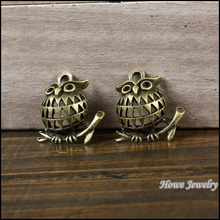 Wholesale 20 pcs Vintage Charms Owl Pendant Antique bronze Fit Bracelets Necklace DIY Metal Jewelry Making 2024 - buy cheap