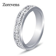 ZORCVENS 2020 новые модные серебряные свадебные кольца с кристаллами для женщин и мужчин обручальное кольцо из нержавеющей стали 2024 - купить недорого