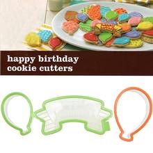 3pcs/set Cute Balloon Shape Plastic Biscuit Cookie Fondant Cutter Happy birthday Sugar Paste Mold DIY Cake Decorating Tools 2024 - buy cheap