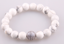 MOODPC Hot Sale Jewelry Micro Zircon Pave Ball Natural White Beads Stone Bracelet 2024 - buy cheap