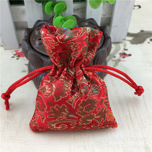 Bolsas de regalo de seda pequeña, bolsa con cordón para joyería, de algodón rojo de alta calidad, para fiesta de boda, 6 uds., 6x 8cm/2,35 "x 3,14" 2024 - compra barato