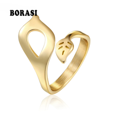 Borasi anéis de aço inoxidável para as mulheres oco bonito padrão de aço inoxidável bandas de casamento novos anéis de noivado anel de jóias 2024 - compre barato