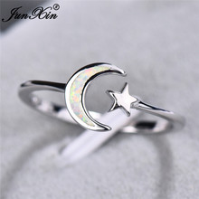 Cute Female Moon Star Finger Ring Fashion silver color White Blue Fire Opal Ring Promise Open Engagement Rings For Women 2024 - buy cheap