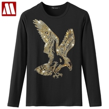 Man Fashion Beading Eagle Tops Tees Casual T Shirts For Men Cotton Summer Short Sleeve Camisetas Hombre 2020 New Men's Clothes 2024 - buy cheap