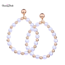 Banny Pink Cute Imitation Pearls Pendant Studs Earrings For Women Chunky Beads Statement Post Earrings Fashion Jewelry Pendiente 2024 - buy cheap