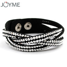 Famous brand design new fashion leather charm bracelets for women trendy crysatl women bracelets 2024 - buy cheap