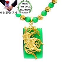 MHXFC Wholesale European Fashion Male Party Wedding Gift Tiger White Green Rectangle Opal Real 18KT Gold Pendant Necklace NL162 2024 - buy cheap