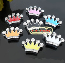 Free Shipping, 10PCS 8MM Mixed Color Crown Slide Charms Slide Letters Fit 8mm Wristbands, Belts 2024 - buy cheap
