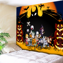 Tapiz de Halloween para colgar en la pared decoración del hogar, grande, Hippie, de tela naranja, alfombra decorativa 2024 - compra barato