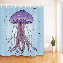LB 72-дюймовая фиолетовая Медуза светильник-голубая занавеска для душа, занавеска для ванной комнаты, водонепроницаемая ткань из полиэстера с акварелью для художественного декора ванны 2024 - купить недорого