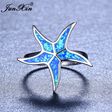 Cute Female Starfish Animal Ring Fashion silver color Wedding Rings For Women Boho Blue Fire Opal Stone Engagement Ring 2024 - buy cheap