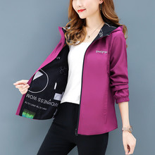 Women's Short Jacket Coat 2019 Spring Autumn Large Size Loose Two Sides Wearing Jacket Zipper Hooded Basic Casual Outerwear R271 2024 - buy cheap