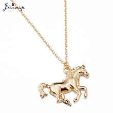 Jisensp Trendy Gold Running Horse Necklace for Women Vintage Jewelry Choker Necklaces Cool Animal Chain Necklace Collares 2024 - buy cheap