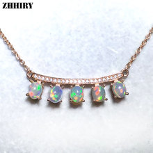 ZHHIRY Genuine Natural Color Opal 925 Sterling Silver Necklace Pendant For Women Fire Gemstone Fine Jewelry 2024 - buy cheap