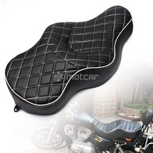 for Harley XL883 XL1200 N Sportster 05-13 Motorcycle Black Daimend Solo Leather+Soft Foam Style Rear Pillion Low-Pro Retro Seat 2024 - buy cheap