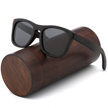 Óculos de sol retrô com lentes polarizadas, uv400, preto, madeira, infantil, casal, feito à mão, com caixa de madeira de bambu 2024 - compre barato