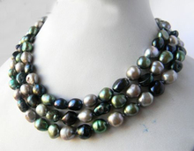 2017 50'' 9mm Black Green Gray Baroque Freshwater Pearl Necklace 2024 - buy cheap