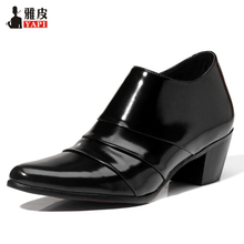 Hot!! Men's Genuine Leather Height Increasing Shoes Pointed Toe Designer High Heel Man Wedding Oxfords 2024 - buy cheap