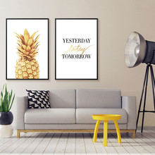 Pineapple Quote Nordic Canvas Painting Hom Decor Poster Motivational Letter Fruit Bedoom Hotel DIY Wall Art Backdrop Prop Supply 2024 - buy cheap