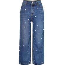 Fashion Pearl Denim Jeans Women Loose Wide Legged Pants 2020 Autumn High Waist jeans plus size 34-42 2024 - buy cheap