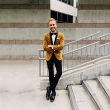 Novo terno de inverno amarelo aveludado jaqueta xale terno masculino clássico formal casamento 2 peças (jaqueta de veludo + calças pretas) 2024 - compre barato