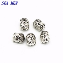 50 PCS 11*9MM Vintage Metal Alloy Antique Bronze/Silver Color Spacer Beads Nepal Buddha Head Hole Beads For Jewelry Making 2024 - buy cheap