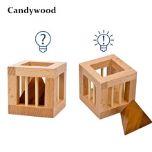 Genius Toy Can you take triangle out? Beech wood lock puzzles wooden toys educational toys for children adult imagine developing 2024 - buy cheap