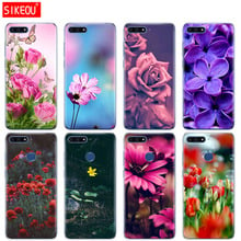 Silicone Cover Phone Case For Huawei Honor 7A PRO 7C Y5 Y6 Y7 Y9 2017 2018 Prime case Rose purple flower 2024 - buy cheap