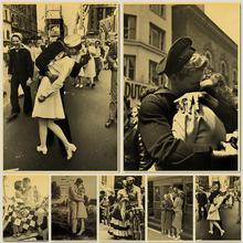 Retro cartaz da segunda guerra mundial vitória antiga foto bar café decoração do vintage pintura enfermeira beijos marinheiro casa arte 2024 - compre barato