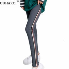 CUHAKCI Sportwear Leggins  Gym Fitness Side Stripe  Women's Active Quick Drying Casual Pants Gray Cotton Trousers 2024 - buy cheap