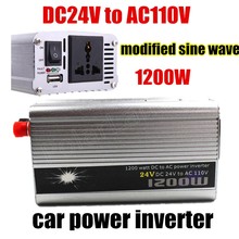 Free shipping voltage transformer modified sine wave USB charger DC 24V to AC 110V 1200w car power inverter converter 2024 - buy cheap