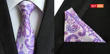 Tie 8cm Popular Gentlemen Ties Set with Classic Purple Paisley Pocket Square 2024 - buy cheap