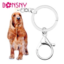Bonsny-llaveros de perro Cocker de acrílico, joyería Animal de moda para mujeres, niñas, adolescentes, regalo de decoración 2024 - compra barato