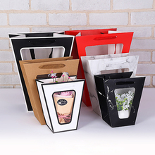 Flower Box with Handle Kraft Paper Bags Waterproof Bouquet Florist Gift Packing Boxes Valentine's Day Weeding Party Decoration 2024 - buy cheap