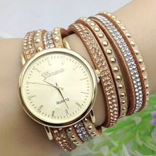 Relojes mujer 2015, известный бренд Geneva, МОДНЫЕ ЖЕНСКИЕ НАРЯДНЫЕ часы, длинный кожаный ремешок, дамский браслет, кварцевые часы, montre femme 2024 - купить недорого