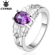 Best Selling lose money silver  fashion finger ring lover gift Woman anneau anel anneau blue stone CYPRIS 2024 - buy cheap