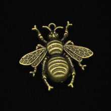 Pingente bronze antigo banhado a mel, abelha para fazer joias, pingente artesanal 40*38mm, 24 peças 2024 - compre barato