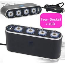 Car-styling 12V - 24V 4 Way Multi Socket Car Charger Vehicle Auto Car Cigarette Lighter Socket Splitter +USB Ports Plug Adapter 2024 - buy cheap