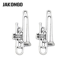 JAKONGO 10pcs Tibetan Silver Plated Music Note Charm Pendants for Jewelry Making DIY Handmade Craft 34*14mm 2024 - buy cheap