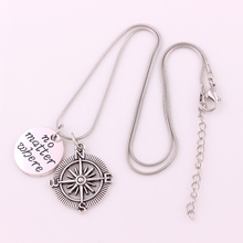 Hand Stamped "No Matter Where" Compass Necklaces Best Friends Long Distance Relationship Necklace 2024 - buy cheap