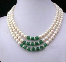 FREE SHIPPING hot sale~~~Charming Jewelry freshwater pearl and jade necklace 2024 - buy cheap