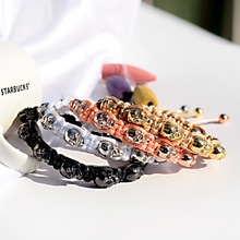 Luxury Men's 8 Skull CZ Beaded Bracelets Bangle Classic Trendy Handmade Braided Bracelet Rope Chain Fashion Jewelry 2024 - buy cheap