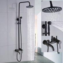 Grifo de ducha de lluvia para cuarto de baño, mezclador con pulverizador de mano, montado en la pared, bronce pulido con aceite, KD405 2024 - compra barato