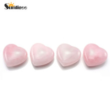 Sunligoo 1x Mini Natural Rose Quartz Pink Crystal Carved Puff Heart Pocket Stone Reiki Healing Palm Worry Stone 1.57 Inches 2024 - buy cheap