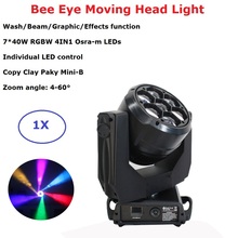 Dj Decorations Bee Eye Moving Head 7X40W RGBW 4IN1 LED Moving Head Light Wash Beam Zoom Effect Light Wedding Holiday Dj Light 2024 - buy cheap