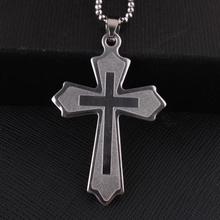 wholesale light carve Cross pendant necklaces bead chainr men 316L Stainless Steel necklace 2024 - buy cheap