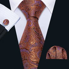 2019 Barry.Wang Men Tie Gold Necktie Silk Woven Paisley Neck Tie Orange Pattern Designer for Party Wedding FA-5161 2024 - buy cheap