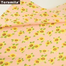 Teramila Cotton Poplin Fabric Light Pink Fat Quarter Meter Cloth Tissue Printed Sunflower Pattern Patchwork For Sewing Crafts 2024 - compre barato
